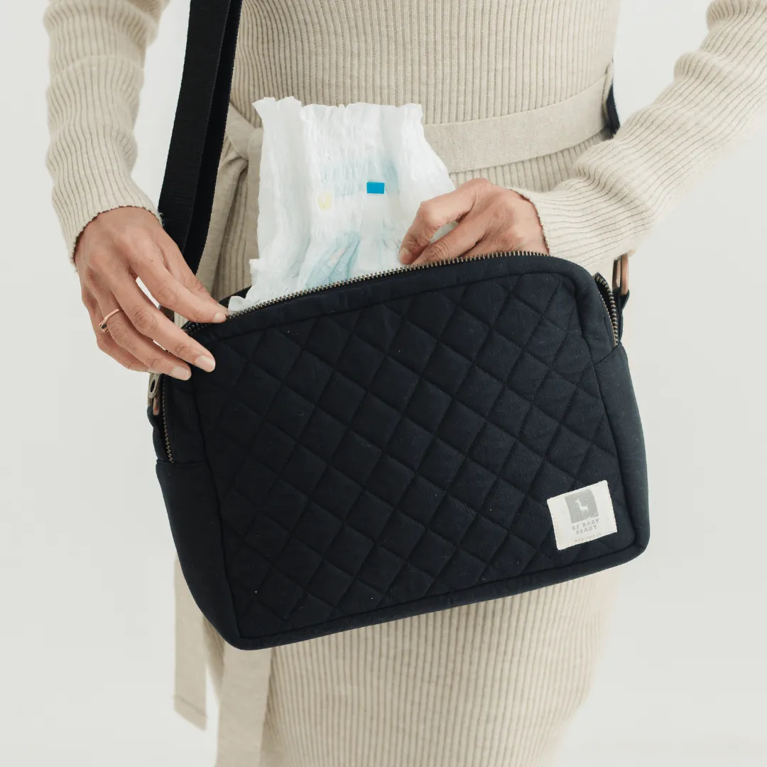 The MomSquad Sling Diaper Bag (Linen Cotton - Black)