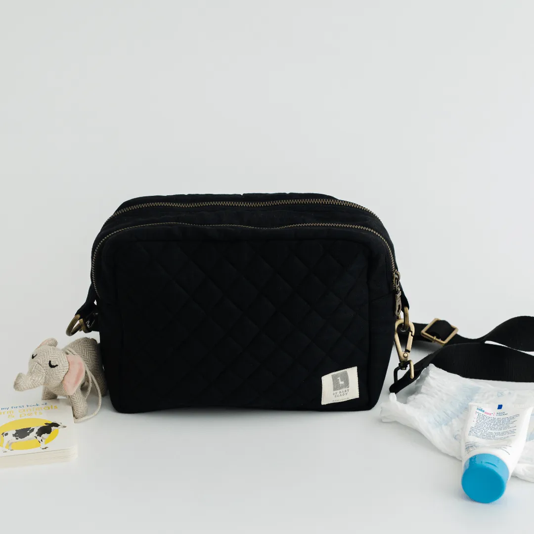 The MomSquad Sling Diaper Bag (Linen Cotton - Black)