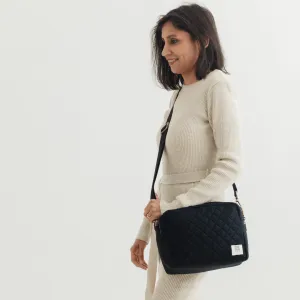 The MomSquad Sling Diaper Bag (Linen Cotton - Black)
