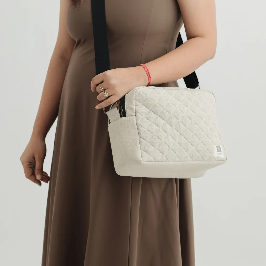 The ZenMama Sling Diaper Bag (Linen Cotton - Beige)