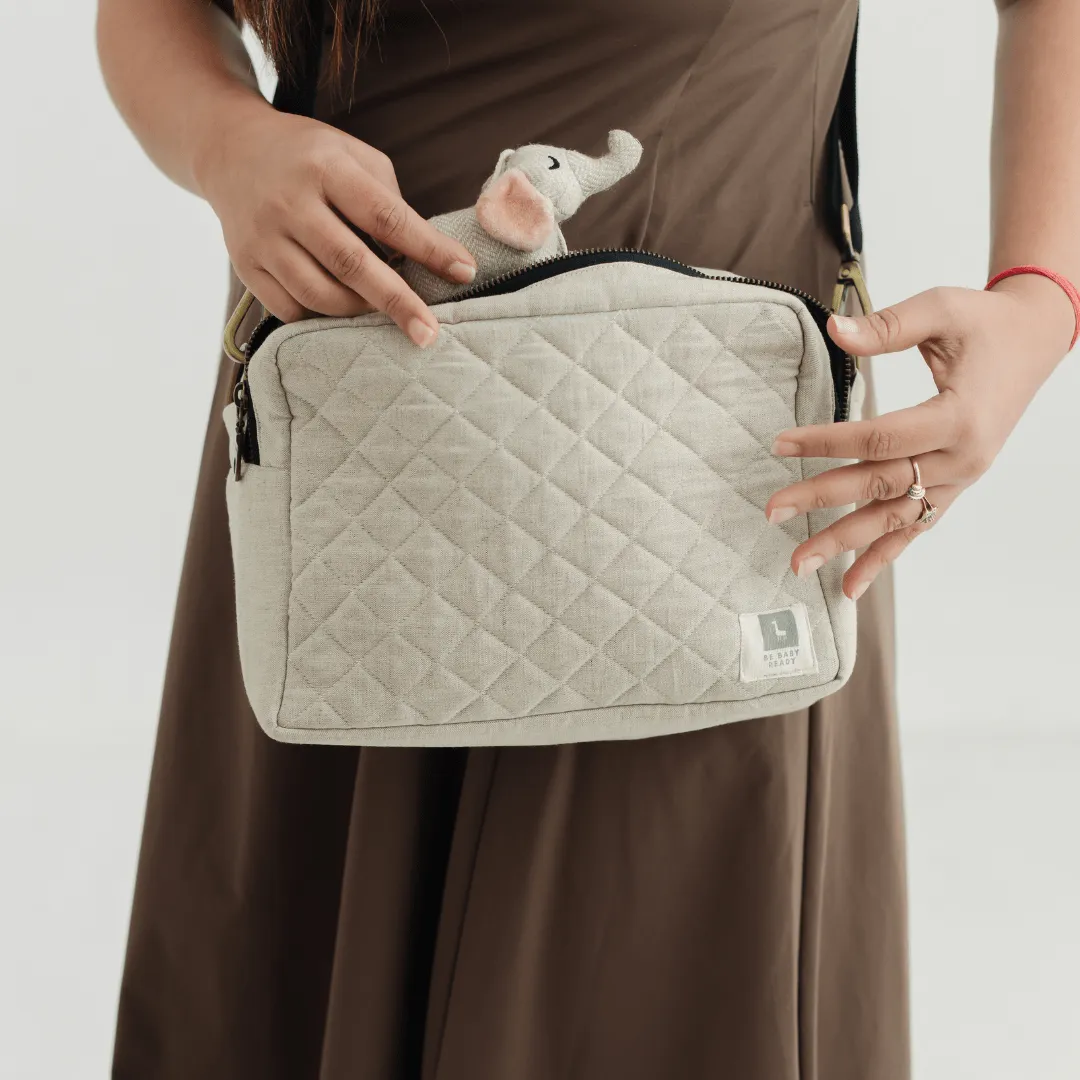 The ZenMama Sling Diaper Bag (Linen Cotton - Beige)