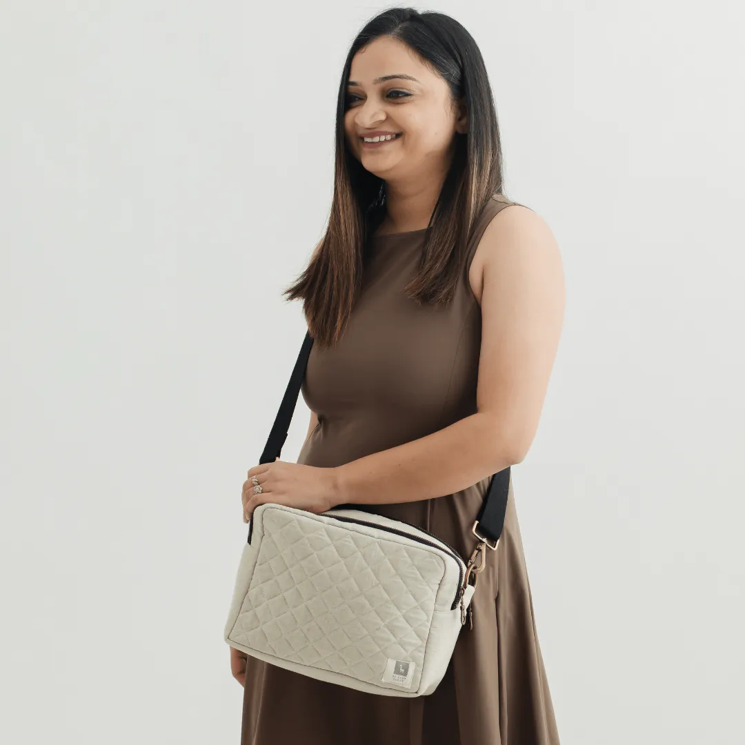 The ZenMama Sling Diaper Bag (Linen Cotton - Beige)