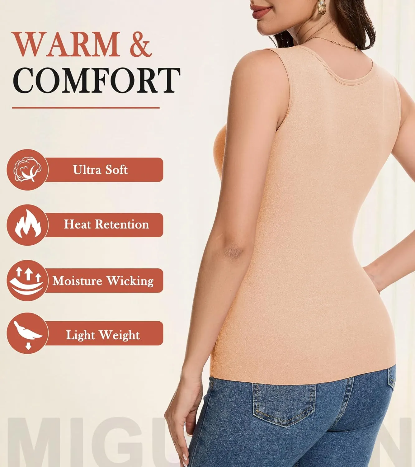 Thermal Tank Top Women Fleece Lined Undershirt V Neck Lace Camisole Tops Warm Base Layer Underwear Cami Vest
