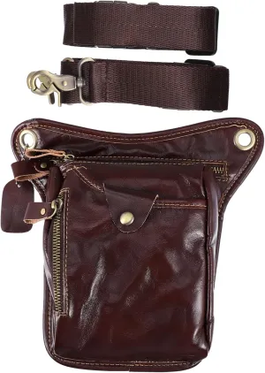 Totority Men's Vintage Phone Bag Waterproof Cycling Waist Bag Pu Leather Waist Pouch for Outdoor Sports