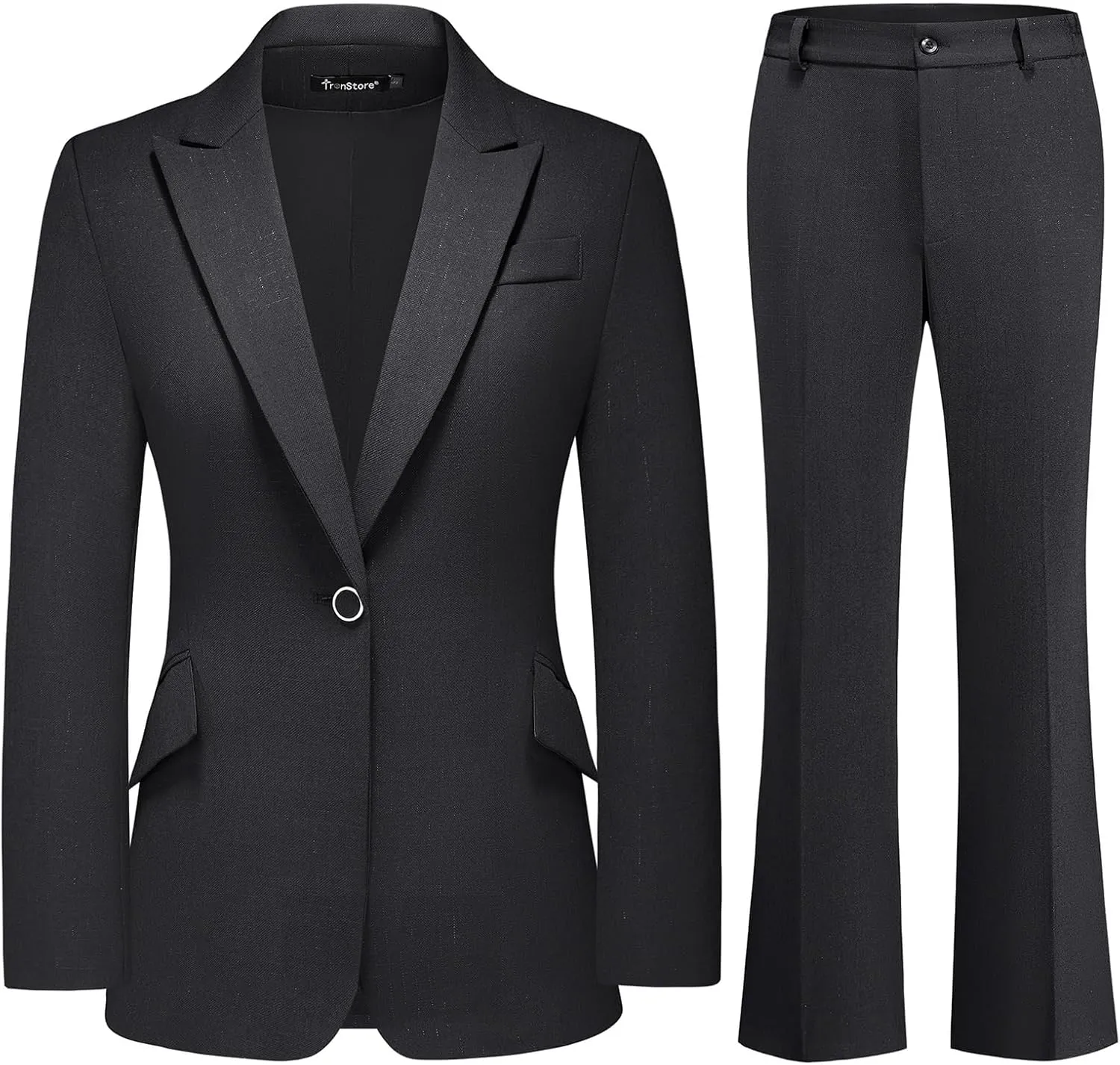 TRONSTORE Women's Suit 2 Piece Set Pinstripe Blazer and Bootcut Dressy Pants Set for Work Office Business Outfits
