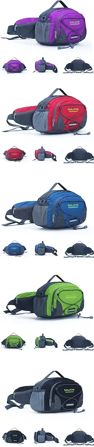 Unisex cycling nylon belt bag Waist pack hiking sport (black)