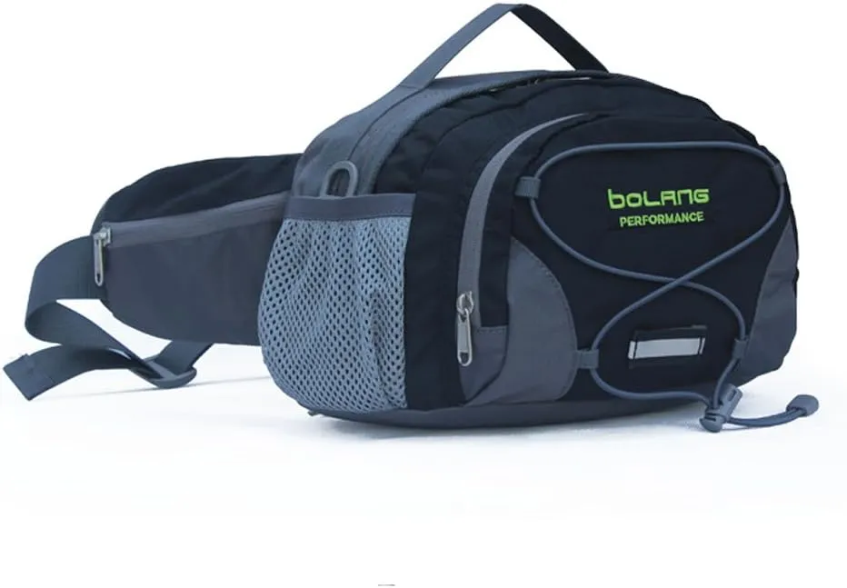 Unisex cycling nylon belt bag Waist pack hiking sport (black)