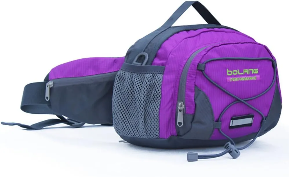 Unisex cycling nylon belt bag Waist pack hiking sport (Purple)