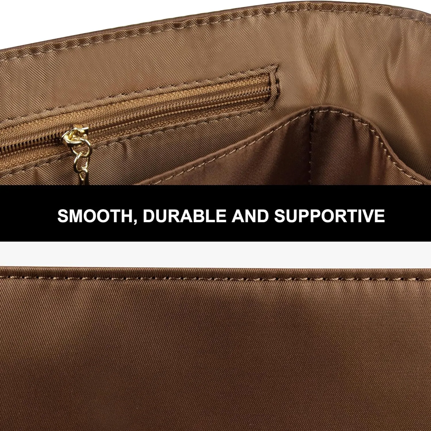 Vercord Handbag Purse Organizer Insert Tote Bag Shaper for Picotin 18/22 with Zipper Pocket Brown Medium