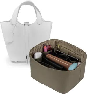 Vercord Handbag Purse Organizer Insert Tote Bag Shaper for Picotin 18/22 with Zipper Pocket Grey Medium