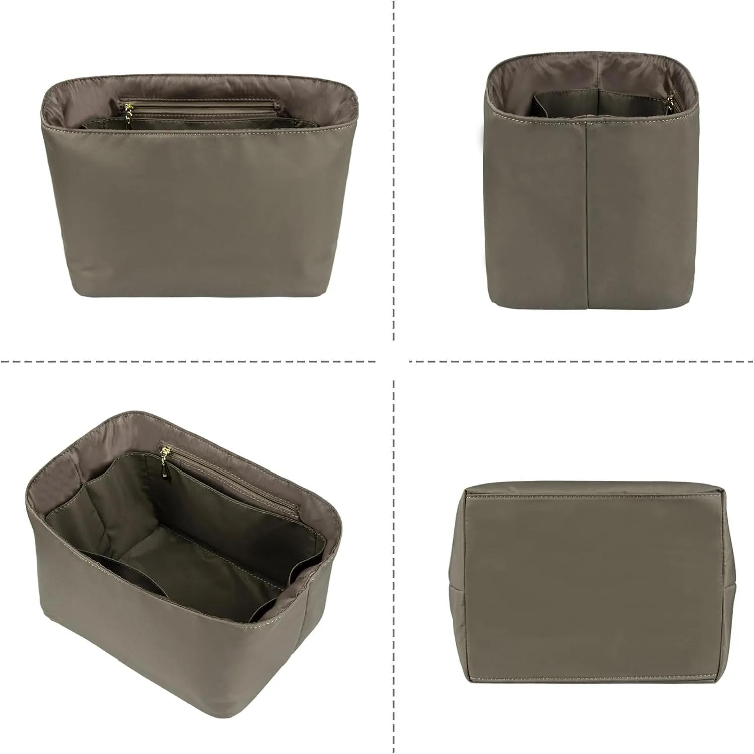 Vercord Handbag Purse Organizer Insert Tote Bag Shaper for Picotin 18/22 with Zipper Pocket Grey Medium