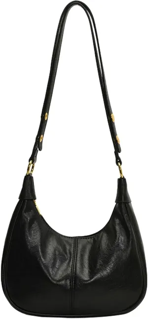 Vintage PU Leather Hobo Shoulder Bag Women Crescent Small Crossbody Handbag Versatile Wallet Everyday Purse 2025