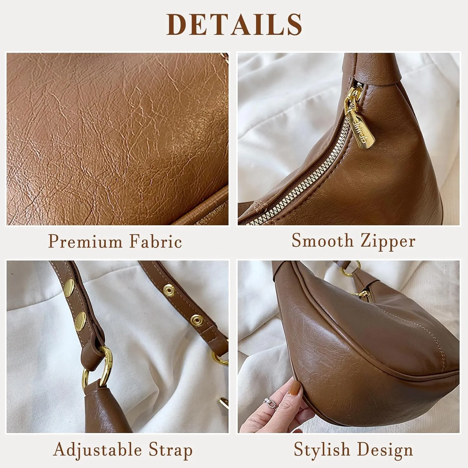 Vintage PU Leather Hobo Shoulder Bag Women Crescent Small Crossbody Handbag Versatile Wallet Everyday Purse 2025