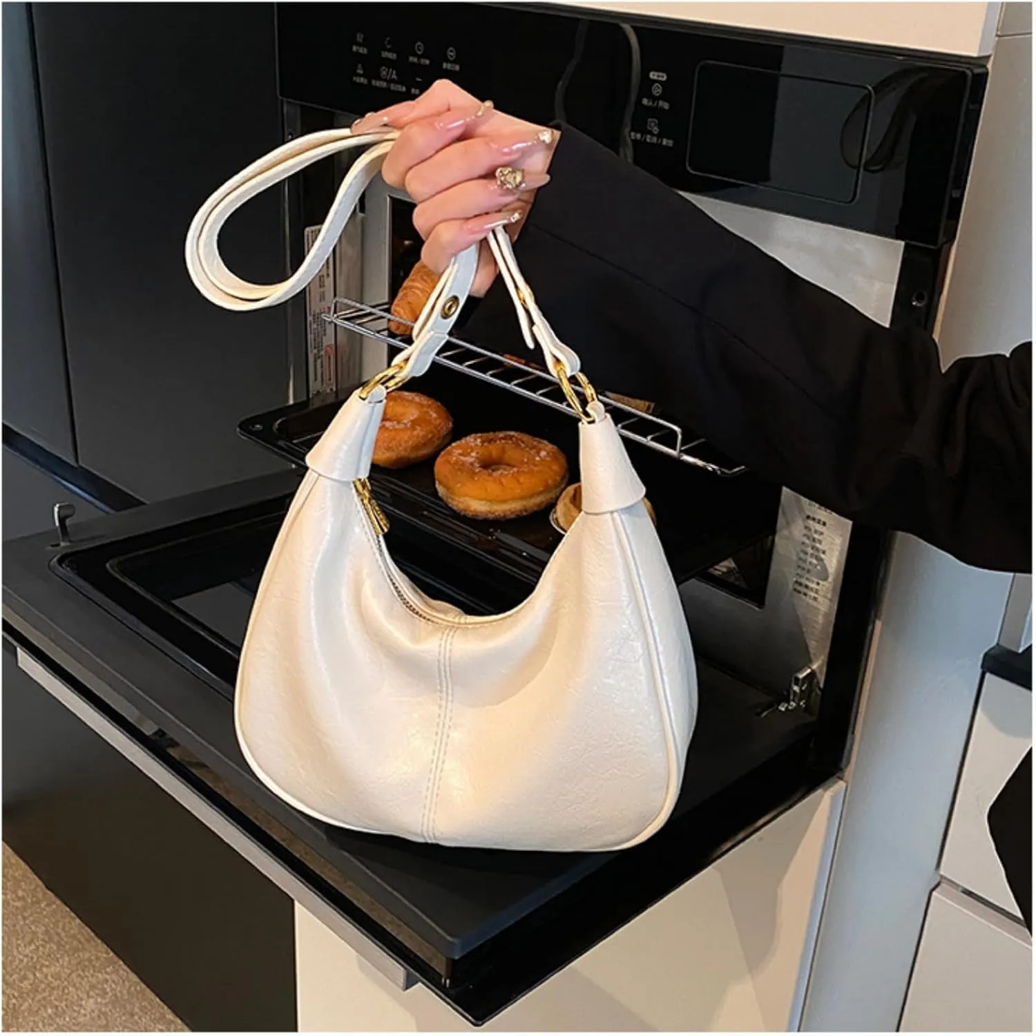 Vintage PU Leather Hobo Shoulder Bag Women Crescent Small Crossbody Handbag Versatile Wallet Everyday Purse 2025