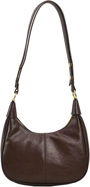 Vintage PU Leather Hobo Shoulder Bag Women Crescent Small Crossbody Handbag Versatile Wallet Everyday Purse 2025
