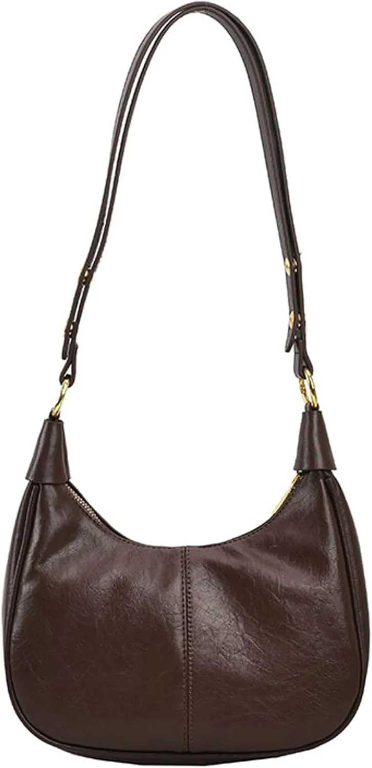 Vintage PU Leather Hobo Shoulder Bag Women Crescent Small Crossbody Handbag Versatile Wallet Everyday Purse 2025