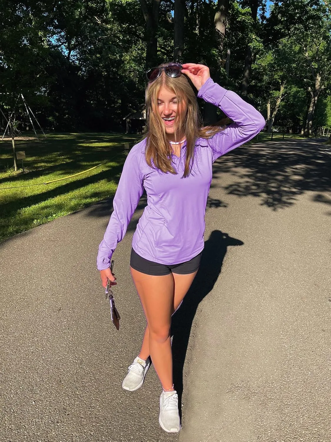 We1Fit Women's UPF 50  Sun Shirts Long Sleeve Quarter Zip Pullover Lightweight Hiking Running Workout Tops