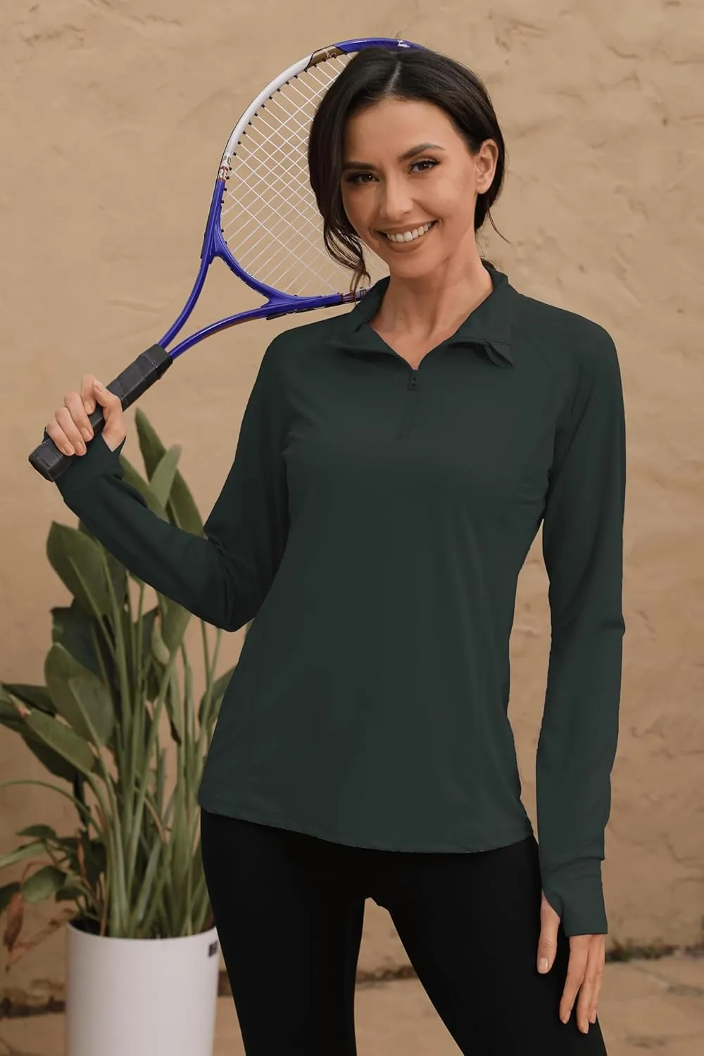 We1Fit Women's UPF 50  Sun Shirts Long Sleeve Quarter Zip Pullover Lightweight Hiking Running Workout Tops