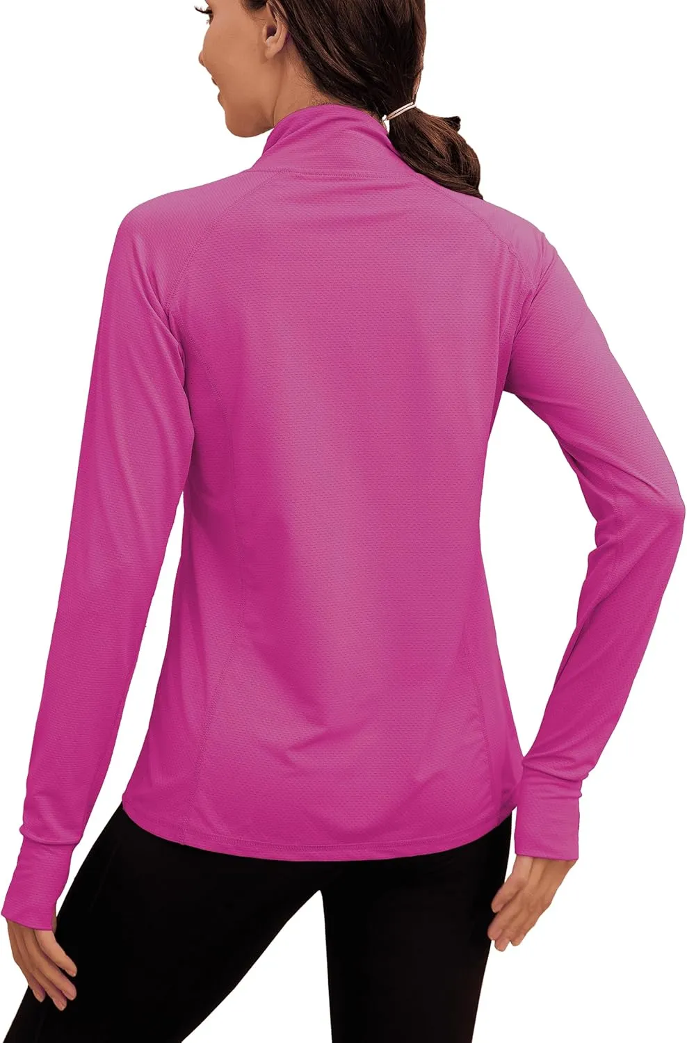 We1Fit Women's UPF 50  Sun Shirts Long Sleeve Quarter Zip Pullover Lightweight Hiking Running Workout Tops
