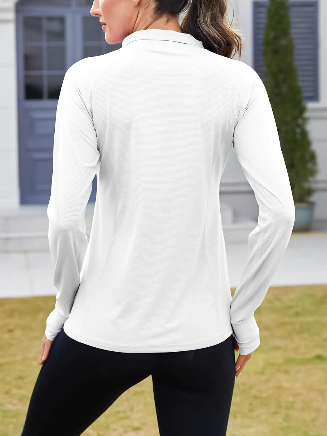 We1Fit Women's UPF 50  Sun Shirts Long Sleeve Quarter Zip Pullover Lightweight Hiking Running Workout Tops