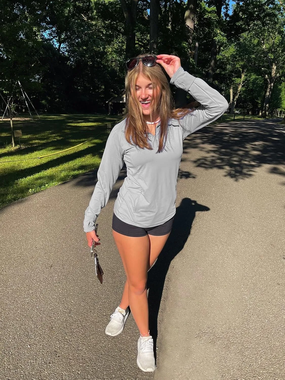 We1Fit Women's UPF 50  Sun Shirts Long Sleeve Quarter Zip Pullover Lightweight Hiking Running Workout Tops