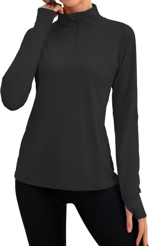 We1Fit Women's UPF 50  Sun Shirts Long Sleeve Quarter Zip Pullover Lightweight Hiking Running Workout Tops