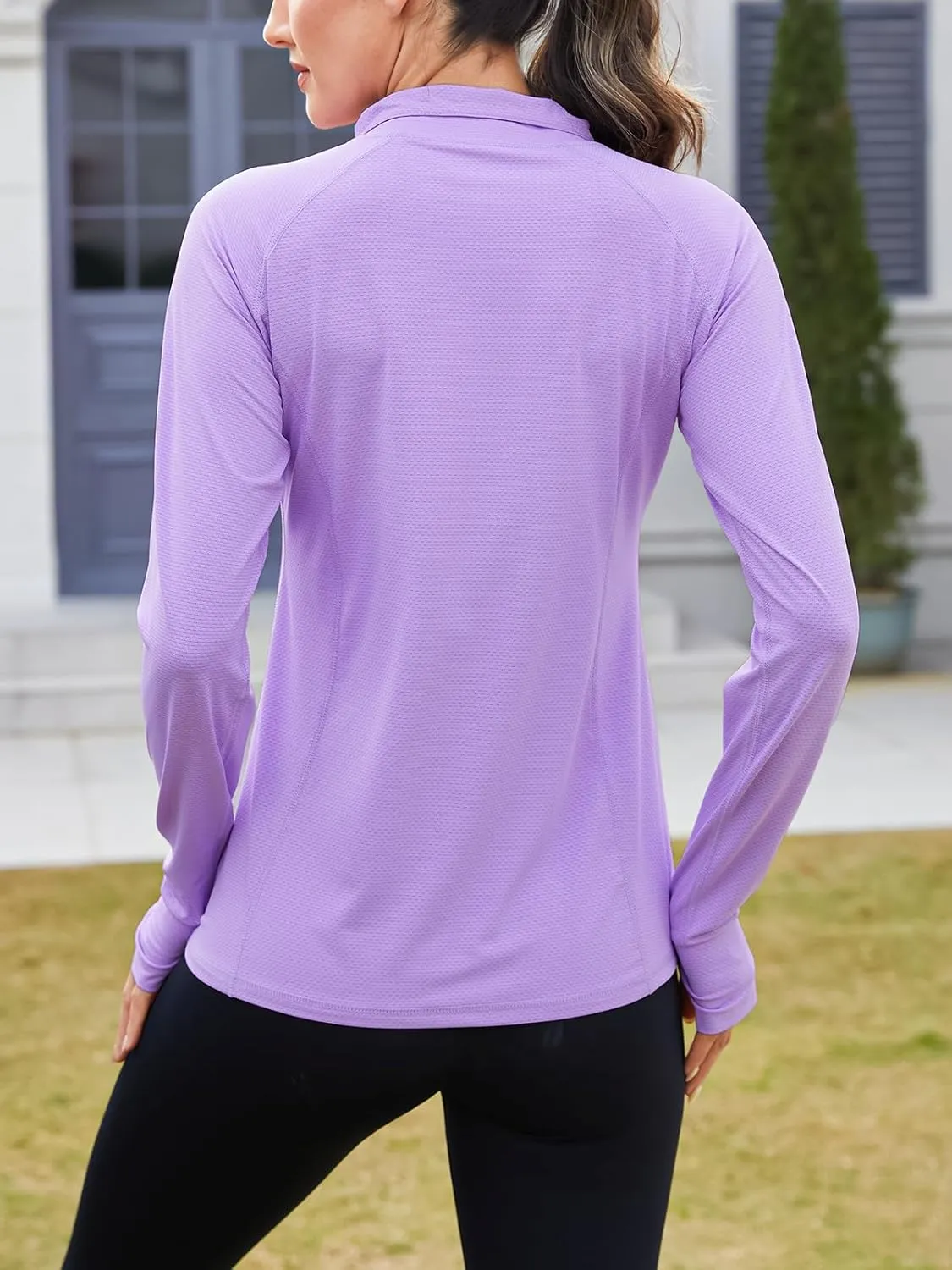 We1Fit Women's UPF 50  Sun Shirts Long Sleeve Quarter Zip Pullover Lightweight Hiking Running Workout Tops