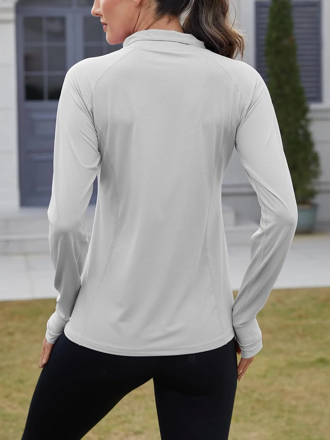We1Fit Women's UPF 50  Sun Shirts Long Sleeve Quarter Zip Pullover Lightweight Hiking Running Workout Tops