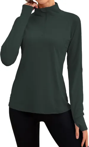 We1Fit Women's UPF 50  Sun Shirts Long Sleeve Quarter Zip Pullover Lightweight Hiking Running Workout Tops