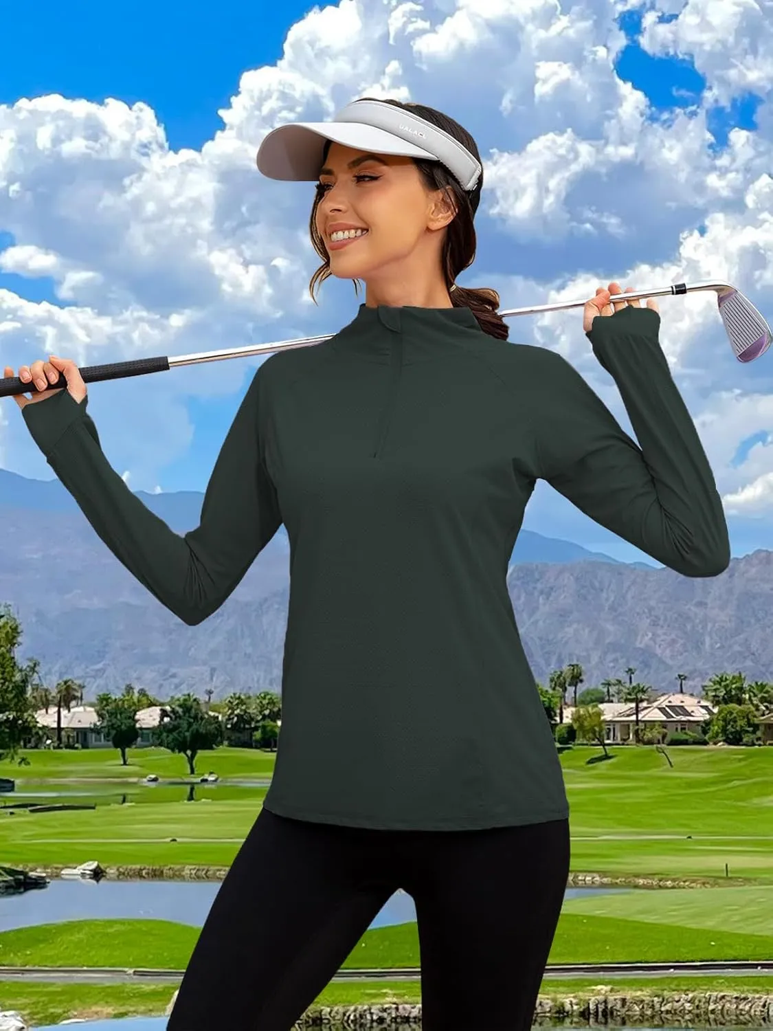 We1Fit Women's UPF 50  Sun Shirts Long Sleeve Quarter Zip Pullover Lightweight Hiking Running Workout Tops