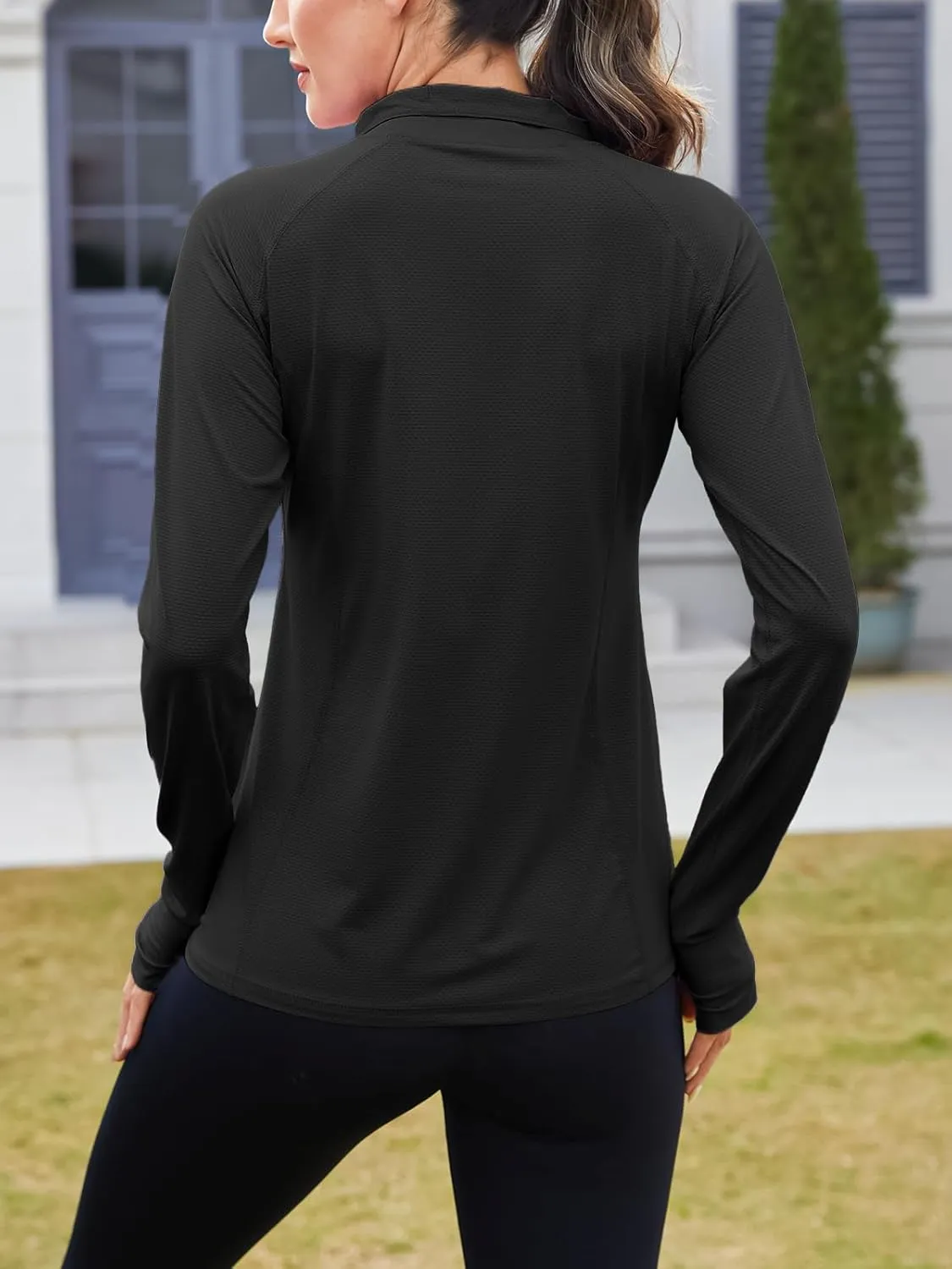 We1Fit Women's UPF 50  Sun Shirts Long Sleeve Quarter Zip Pullover Lightweight Hiking Running Workout Tops