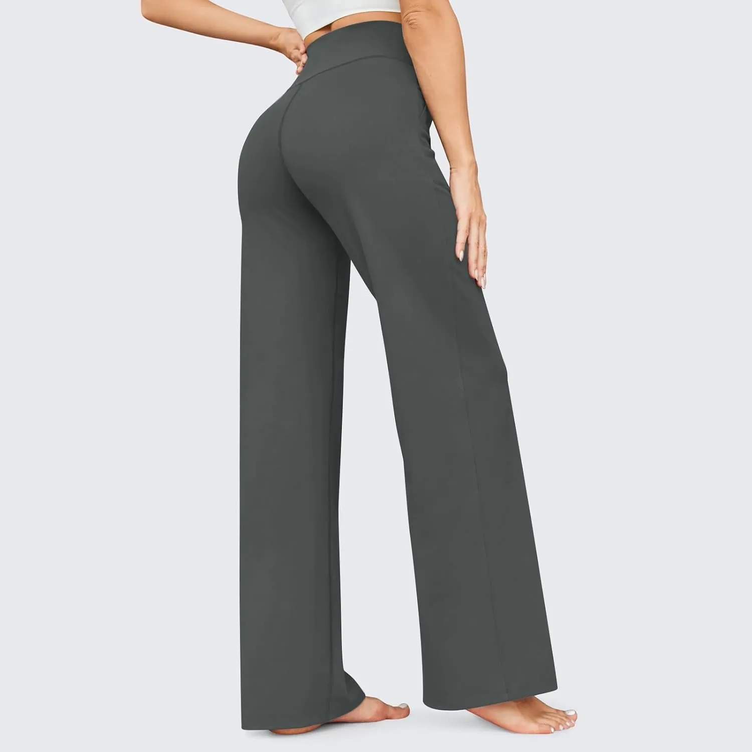 Wide Leg Yoga Pants for Women High Waist Bootcut Straight Leg Yoga Pants with Pockets Butt Lifting Yoga Flare Leggings
