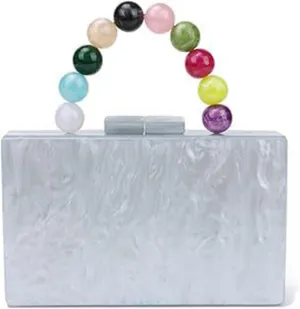 Women Acrylic Clutch Purse Formal Wedding Evening Marble Handbag Shoulder Crossbody Bag with Detachable Chain Cocktail