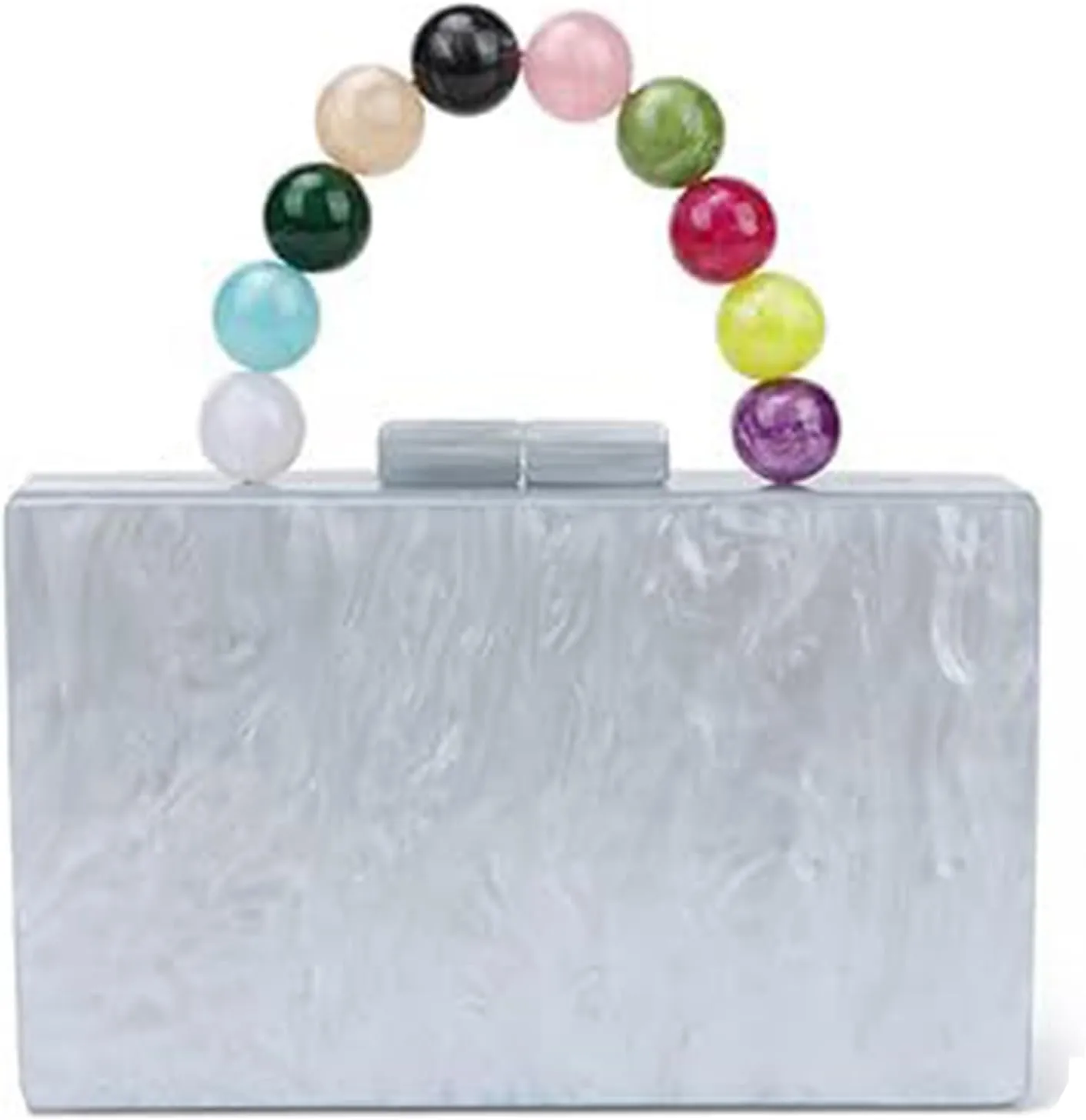 Women Acrylic Clutch Purse Formal Wedding Evening Marble Handbag Shoulder Crossbody Bag with Detachable Chain Cocktail