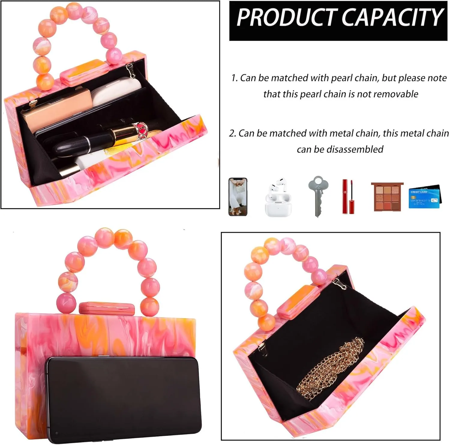 Women Acrylic Clutch Purse Leopard Print Evening Bag Chain Formal Handbag Party Bridal Wedding Clutch Purse for Women