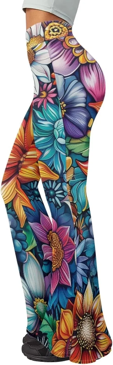 Women Bootcut Yoga Pants Tummy Control Workout Yoga Pants High Waisted Flare Leggings