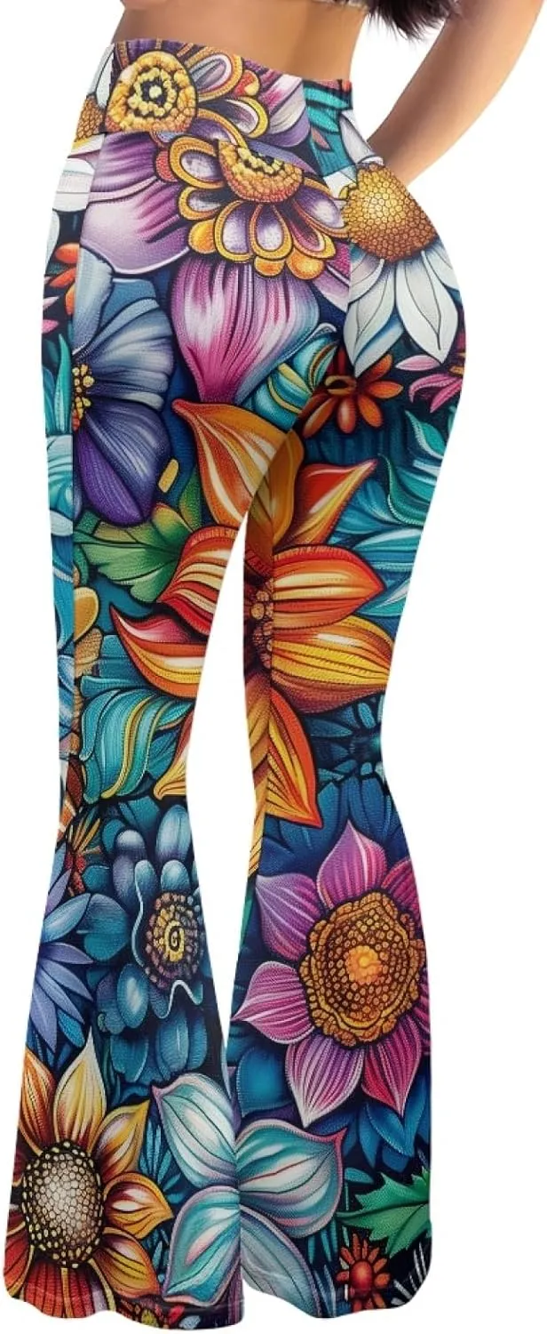 Women Bootcut Yoga Pants Tummy Control Workout Yoga Pants High Waisted Flare Leggings