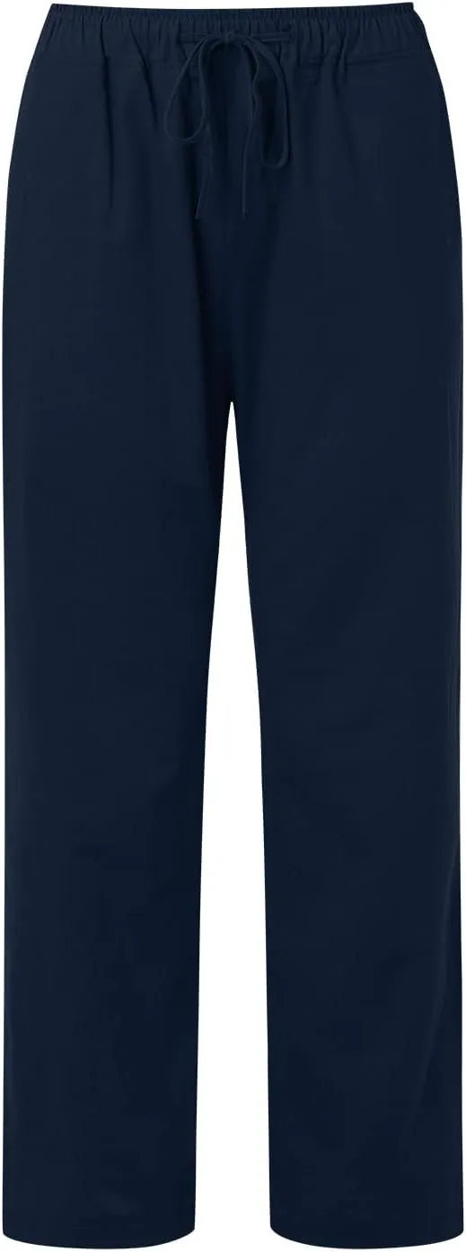 Women Casual Cotton Linen Pants Lightweight Summer Loose Fit Elastic Waist Plus Size Solid Lounge Long Trousers Beach Clothes