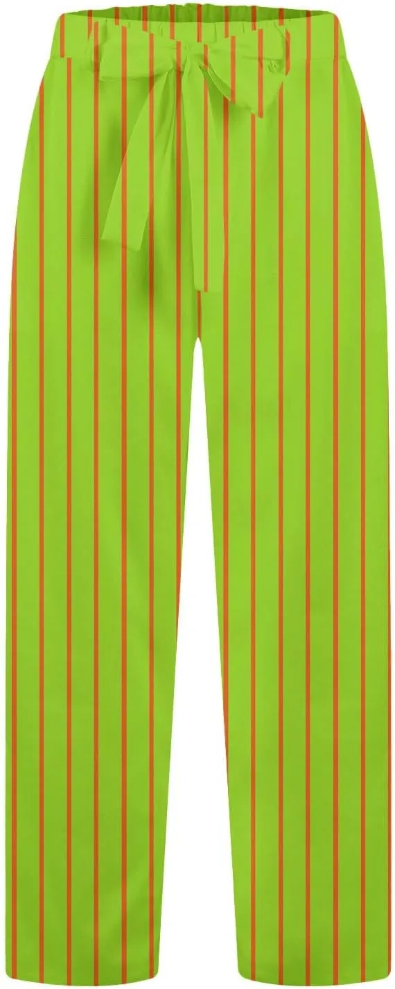 Women Linen Pants Drawstring Striped with Pockets- Wide Leg Sweat Pants Trousers Trendy Lounge Gauze for Women