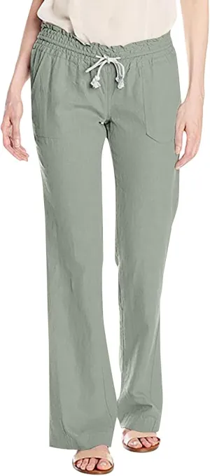 Women Linen Pants Pants Drawstring Striped with Pockets- Trousers Lounge Gauze Sweat Wide Leg for Women Trendy