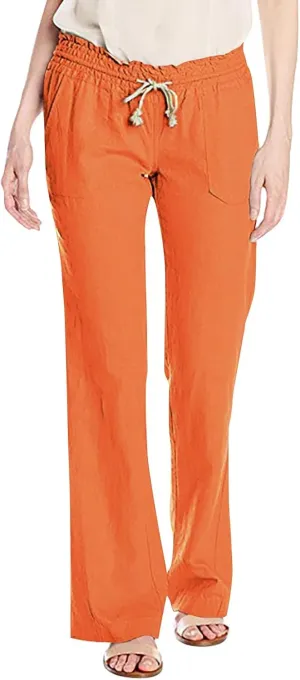Women Linen Pants Pants Drawstring Striped with Pockets- Trousers Lounge Gauze Sweat Wide Leg for Women Trendy