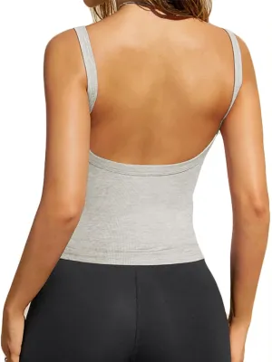 Women Summer Tops Backless Tank Tops Basic Cute 2025 Crew Neck Camisole Spaghetti Strap Going Out Slim Fit Shirts