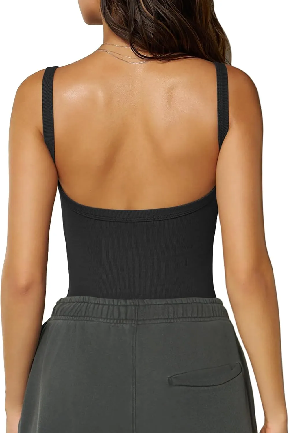 Women Summer Tops Backless Tank Tops Basic Cute 2025 Crew Neck Camisole Spaghetti Strap Going Out Slim Fit Shirts