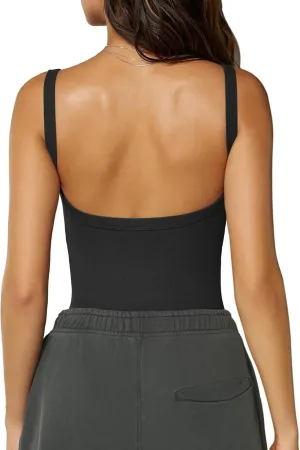 Women Summer Tops Backless Tank Tops Basic Cute 2025 Crew Neck Camisole Spaghetti Strap Going Out Slim Fit Shirts