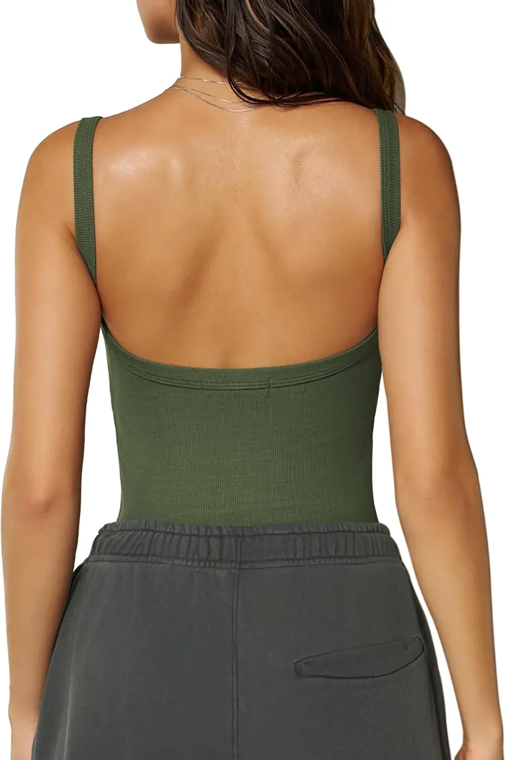Women Summer Tops Backless Tank Tops Basic Cute 2025 Crew Neck Camisole Spaghetti Strap Going Out Slim Fit Shirts