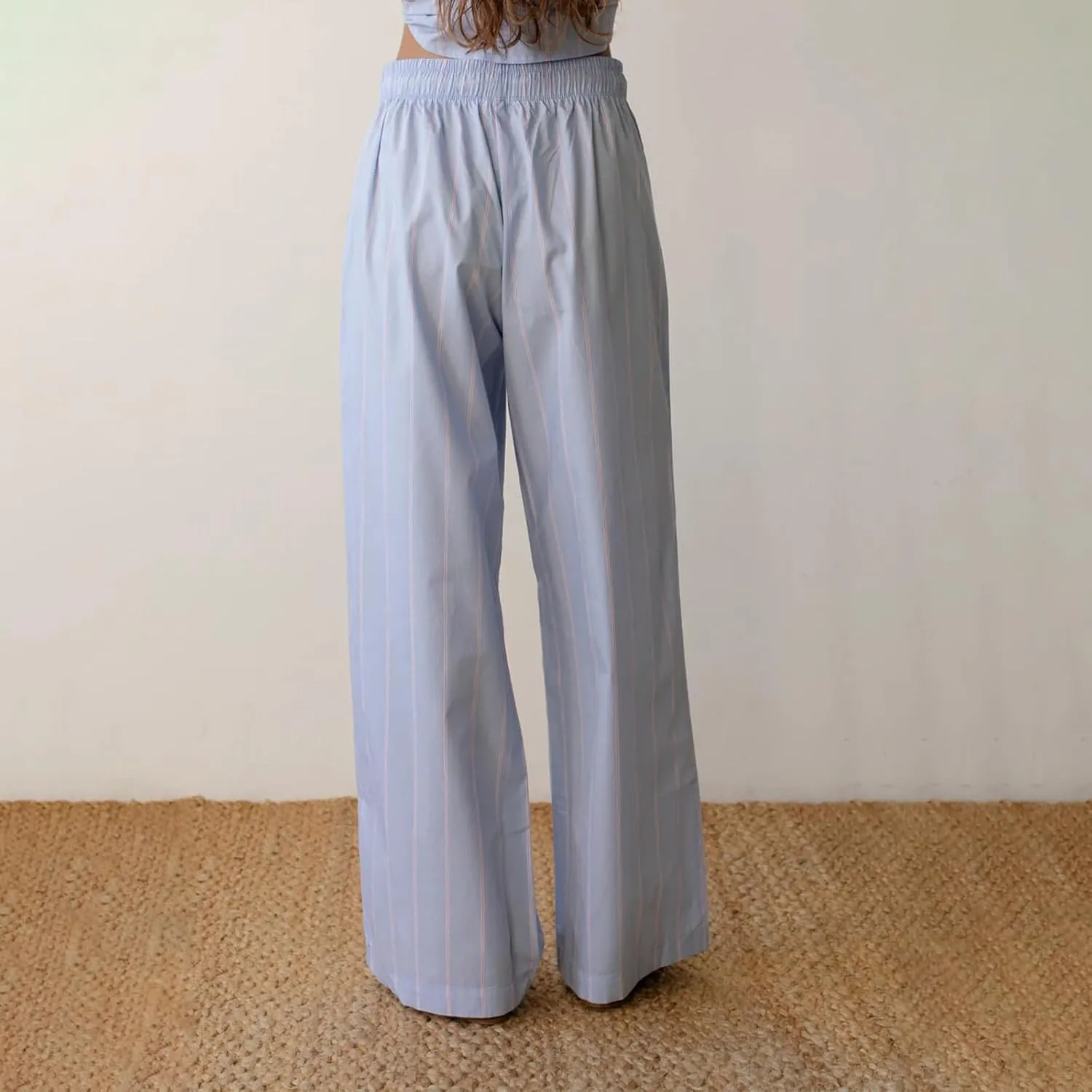 Women Y2k Striped Pants Pinstripe Wide Leg Long Pants High Waist Lounge Pants Straight Trousers Streetwear