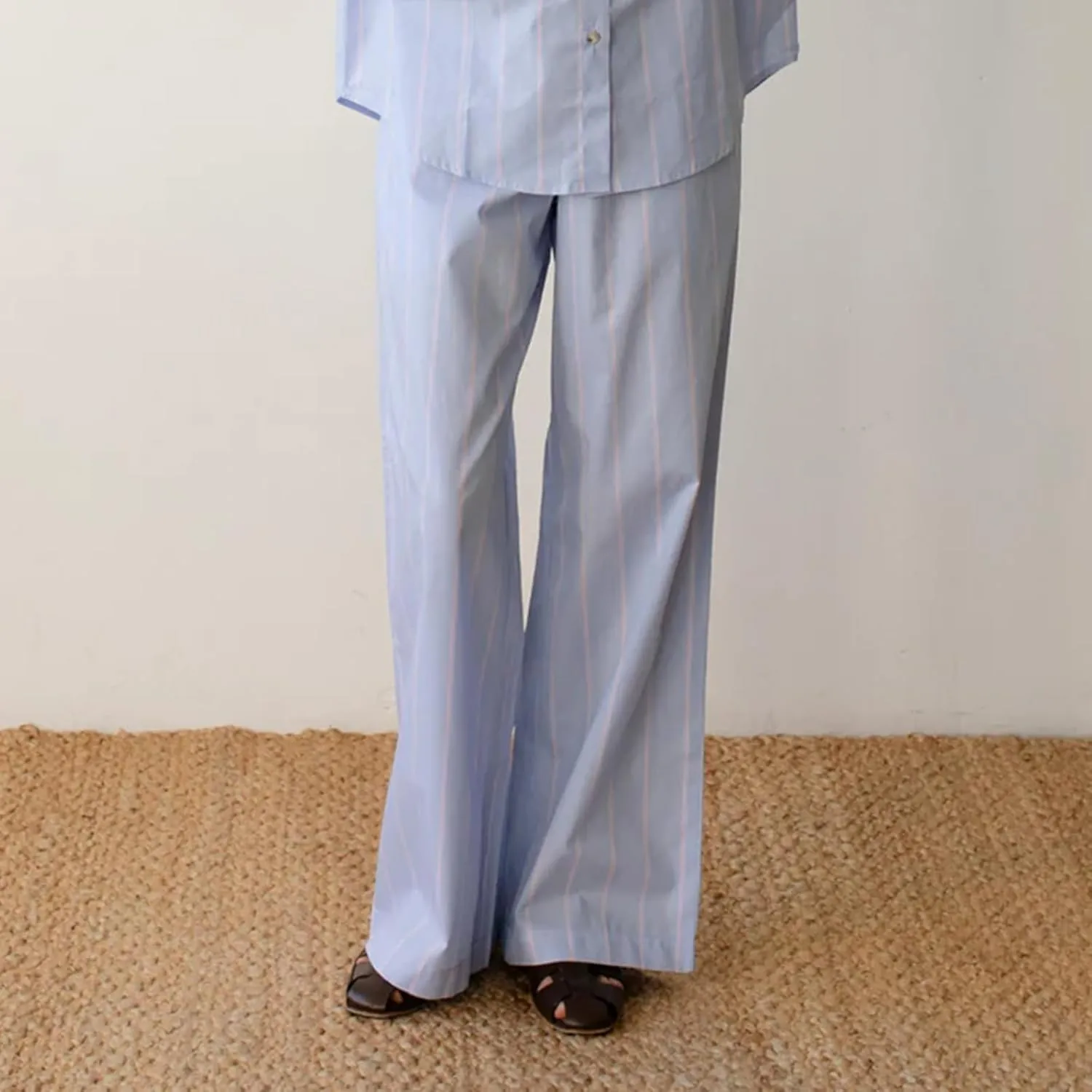Women Y2k Striped Pants Pinstripe Wide Leg Long Pants High Waist Lounge Pants Straight Trousers Streetwear