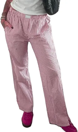 Women Y2k Striped Pants Pinstripe Wide Leg Long Pants High Waist Lounge Pants Straight Trousers Streetwear
