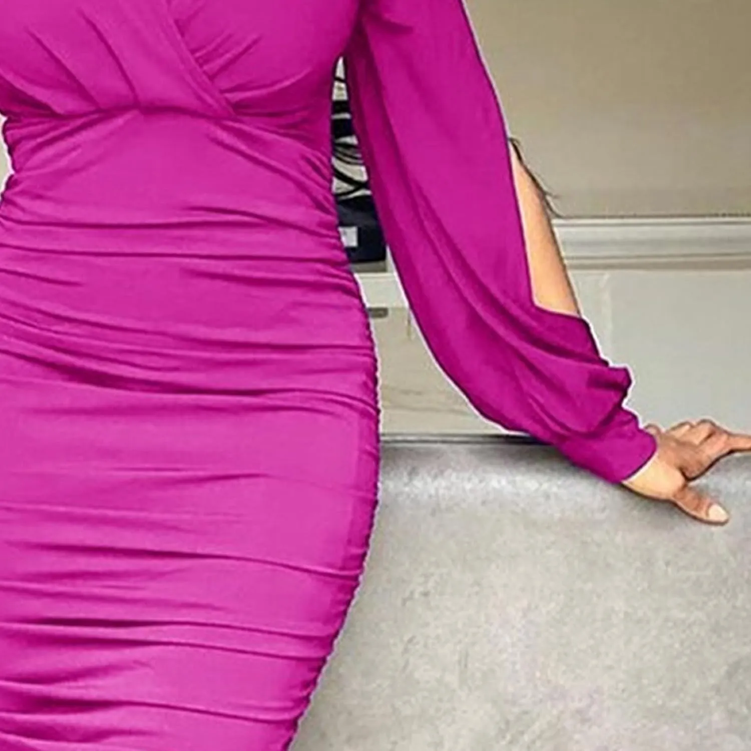 Womens 2025 Casual Chiffon Dress Smocked V Neck Puff Long Sleeve Hollow Out Dresses Cocktail A-Line Mini Dress
