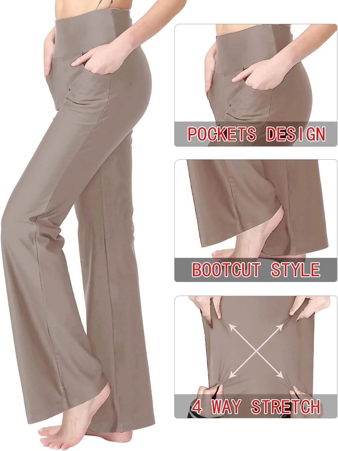 Women's Bootcut Yoga Pants with Pockets High Waist Bootleg Yoga Workout Pants for Women
